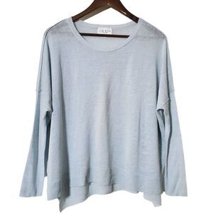 FEEL THE PIECE BY TERRE JACOBS Sheer Pullover One Size Linen Blend Dolman Sleeve